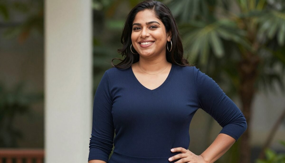 Confident woman in flattering outfit Confident woman in flattering outfit