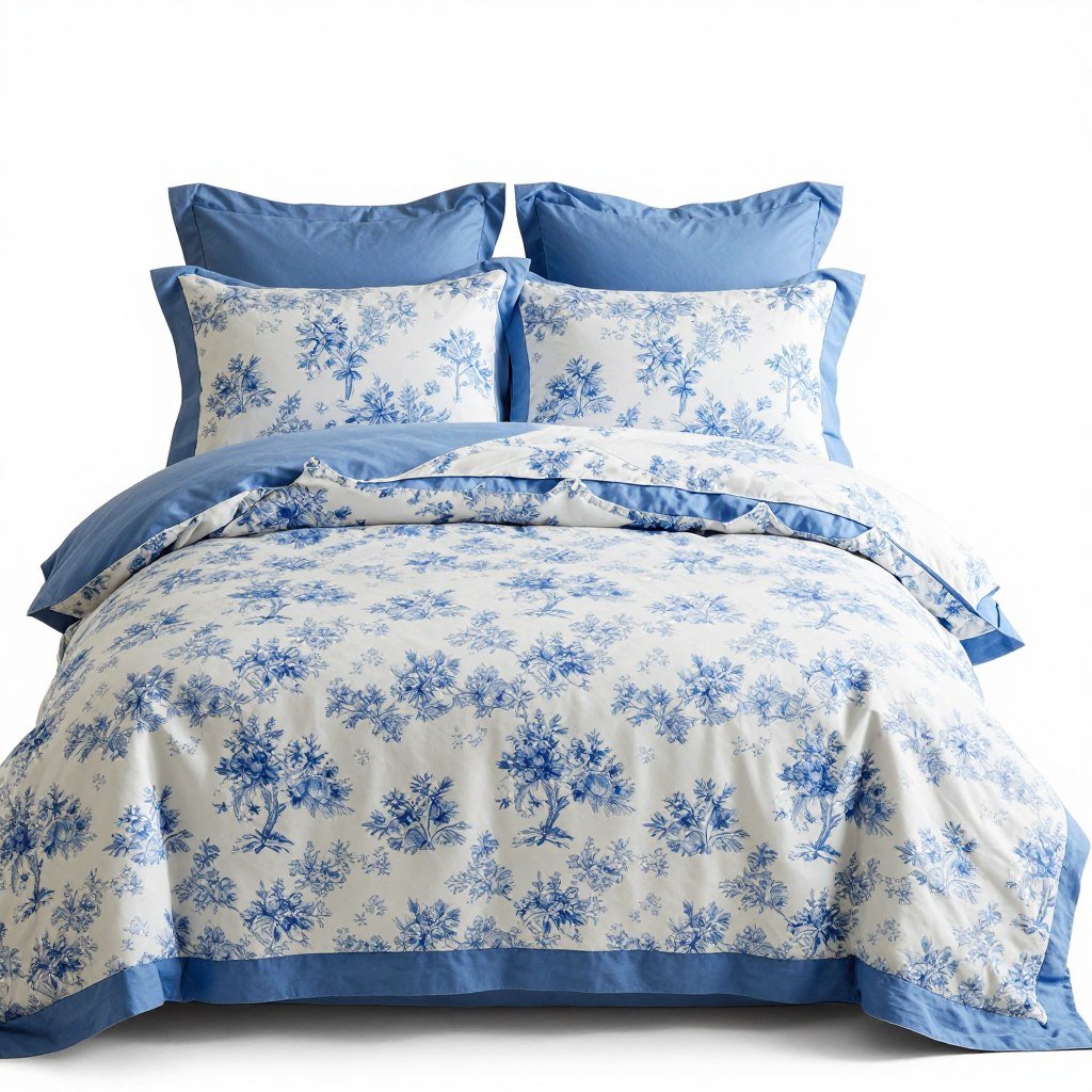 Cornflower blue toile bedding