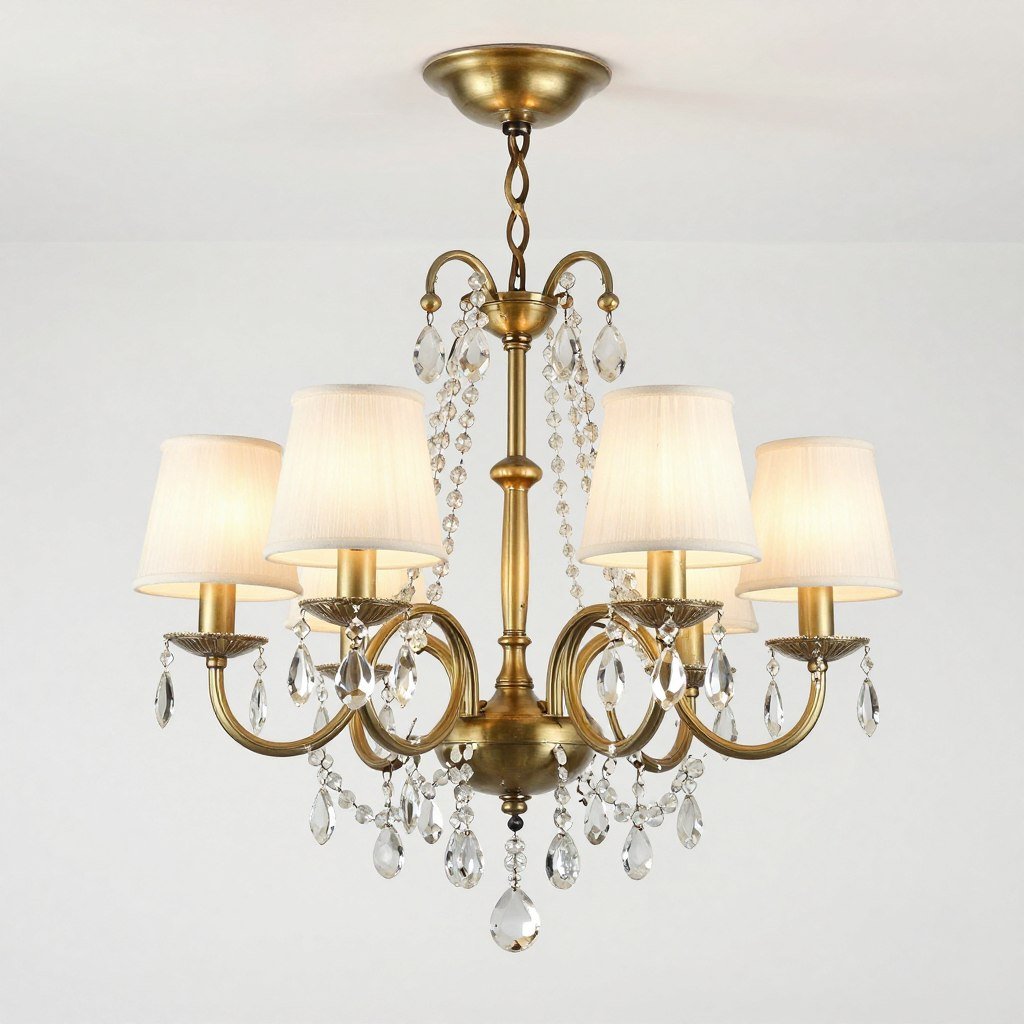 Crystal chandelier with fabric shades