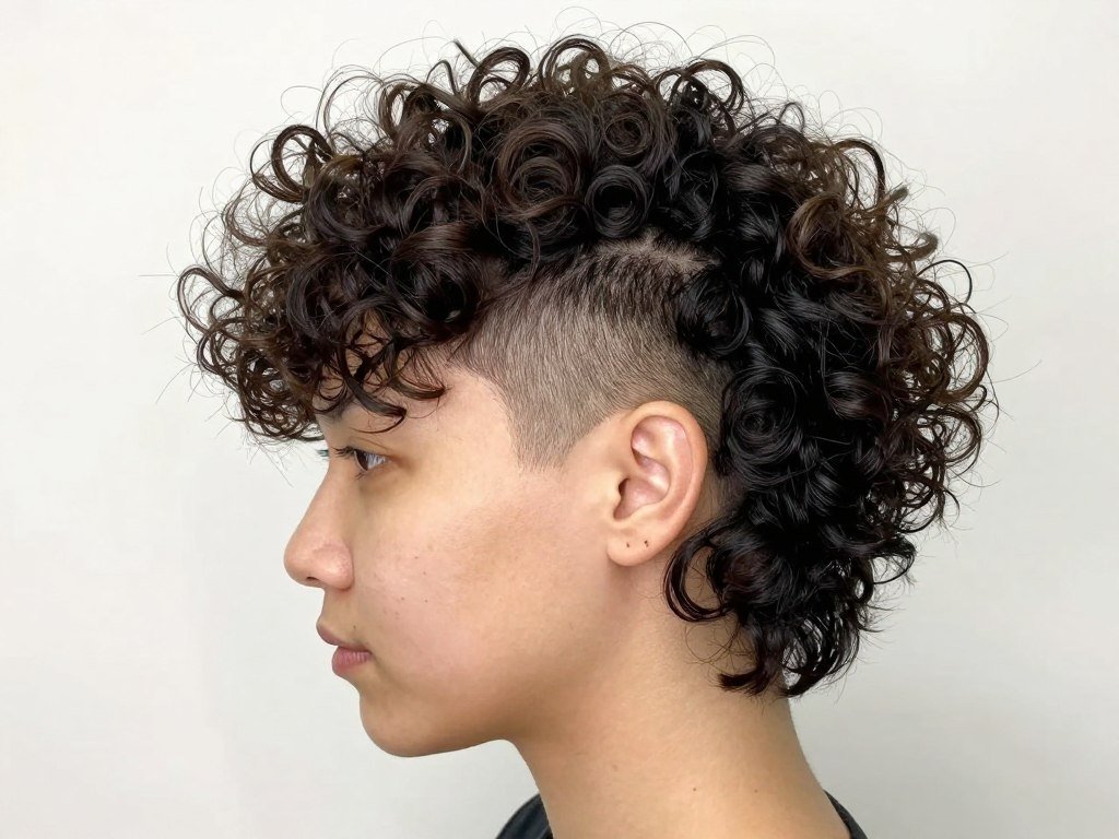 Curly bob featuring hidden shaved undercut underneath