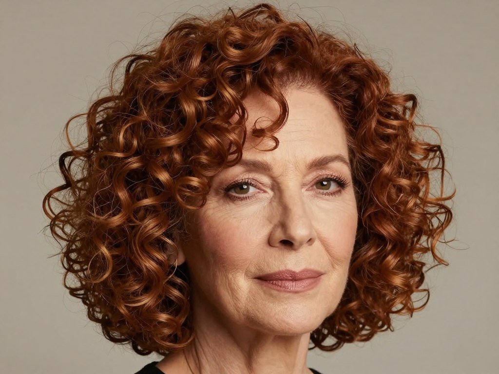 Curly bob for women over 60 with natural curl texture