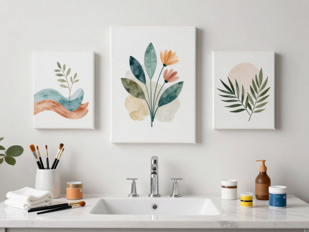 DIY bathroom wall art supplies and creation