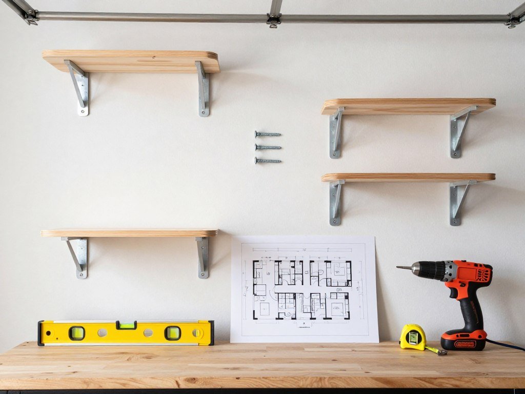 DIY cat climbing wall components and tools layout