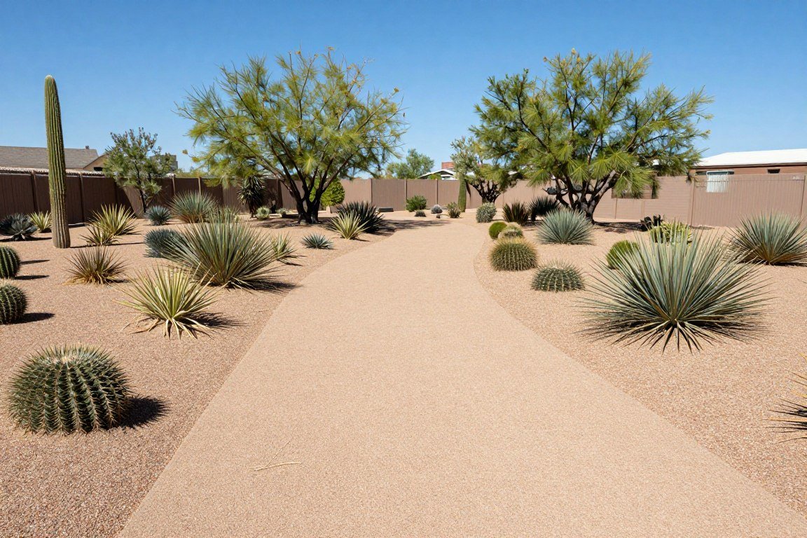 Decomposed granite walkway through garden