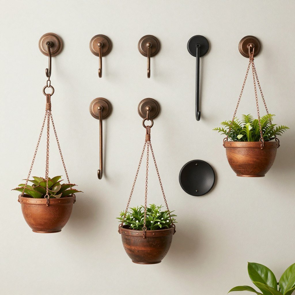 Decorative hanging basket hooks and hardware in various styles