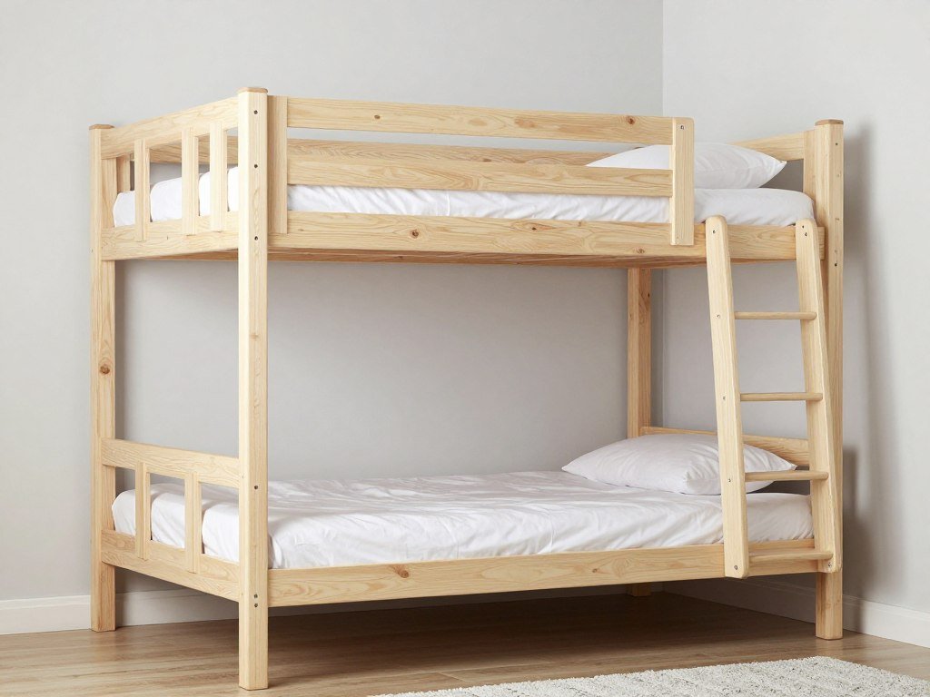 Double stacked bunk bed loft configuration for shared bedrooms
