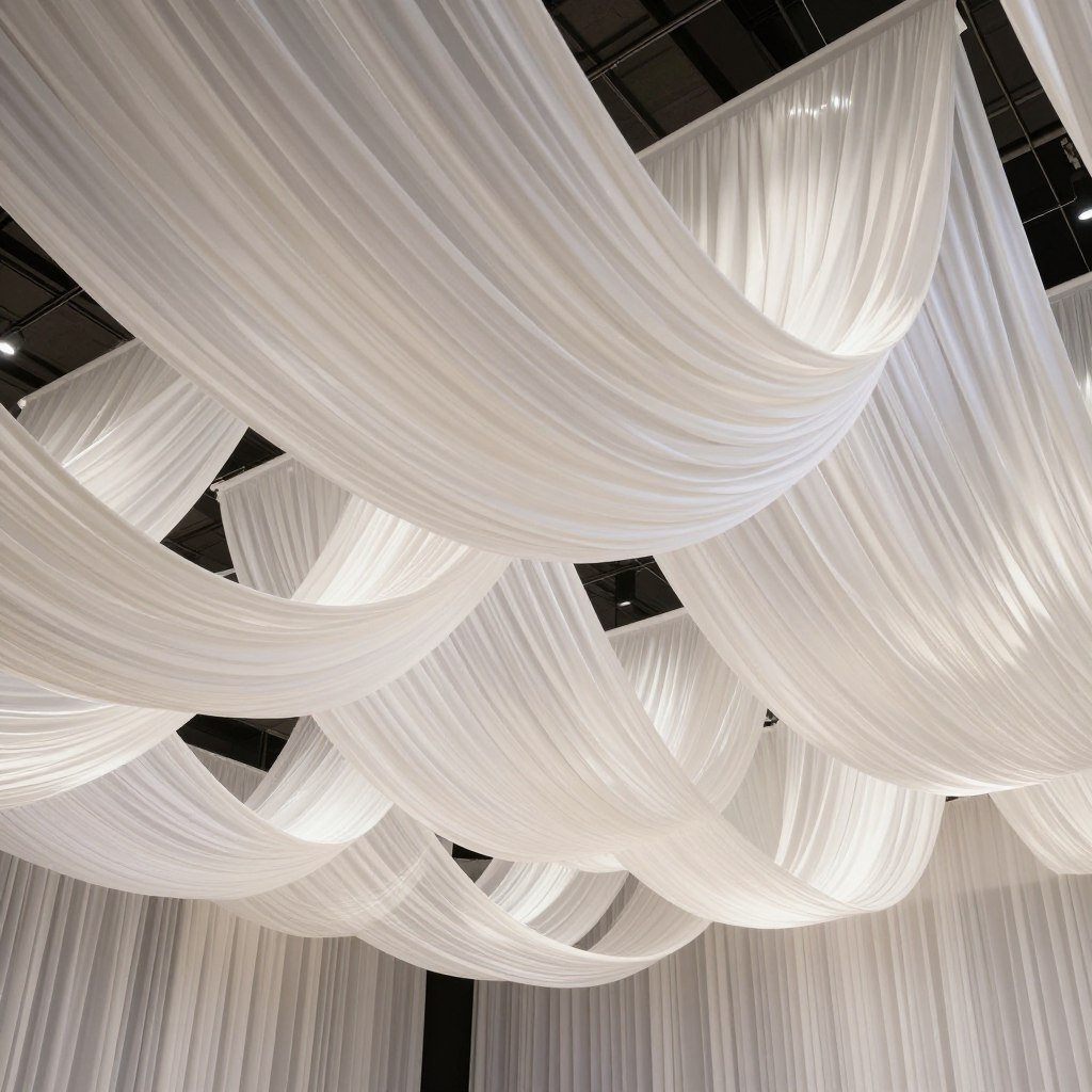 Draped ceiling ballroom wedding