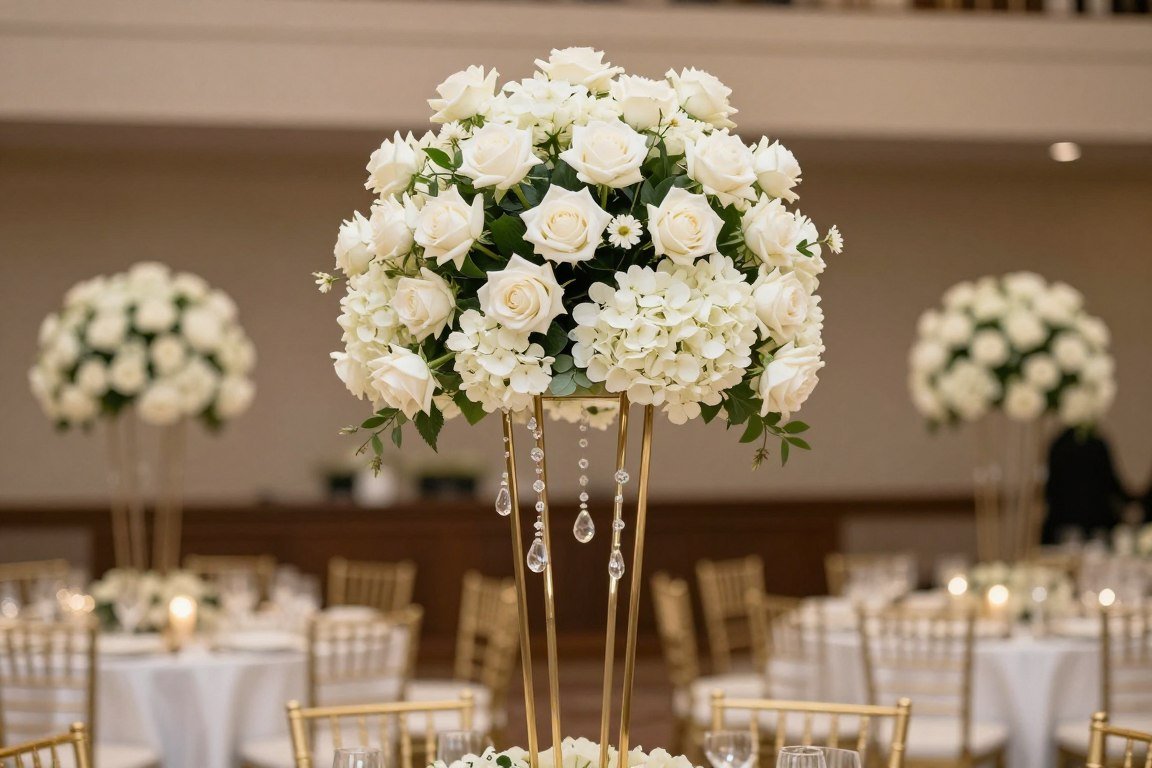 Elegant ballroom table centerpiece