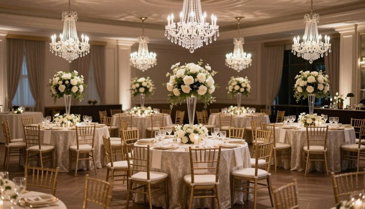 Elegant ballroom wedding reception