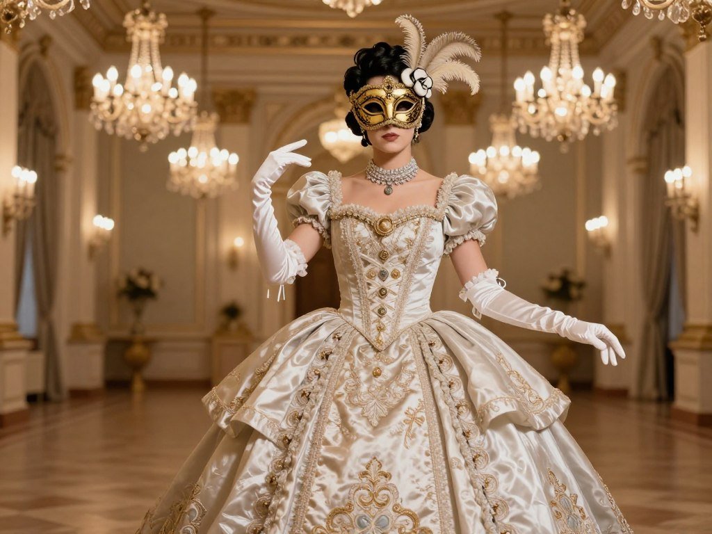 Elegant masquerade ball costume