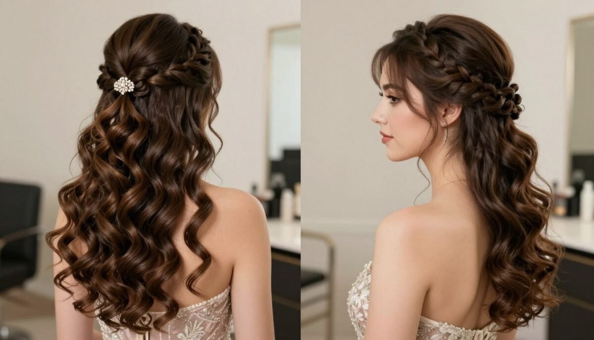 Elegant prom hairstyles long hair showcasing cascading curls and romantic updo