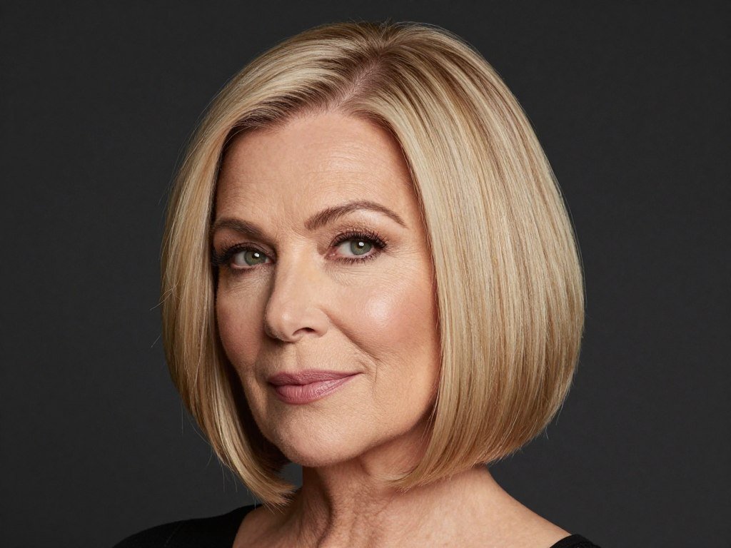 Elongating bob for round faces on mature women