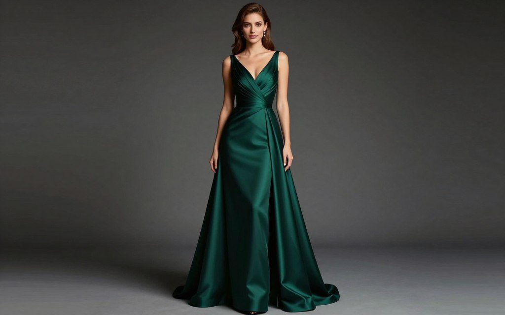 Evening formal outfit for broad shoulders and large bust