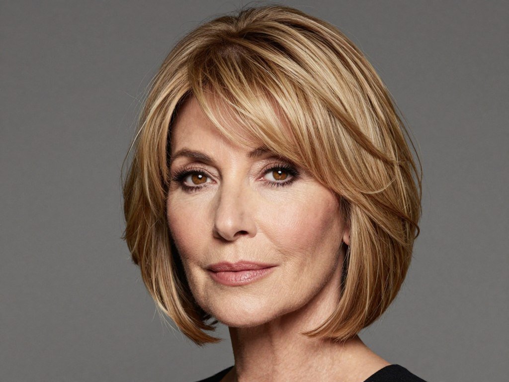 Face-framing layered bob for mature women