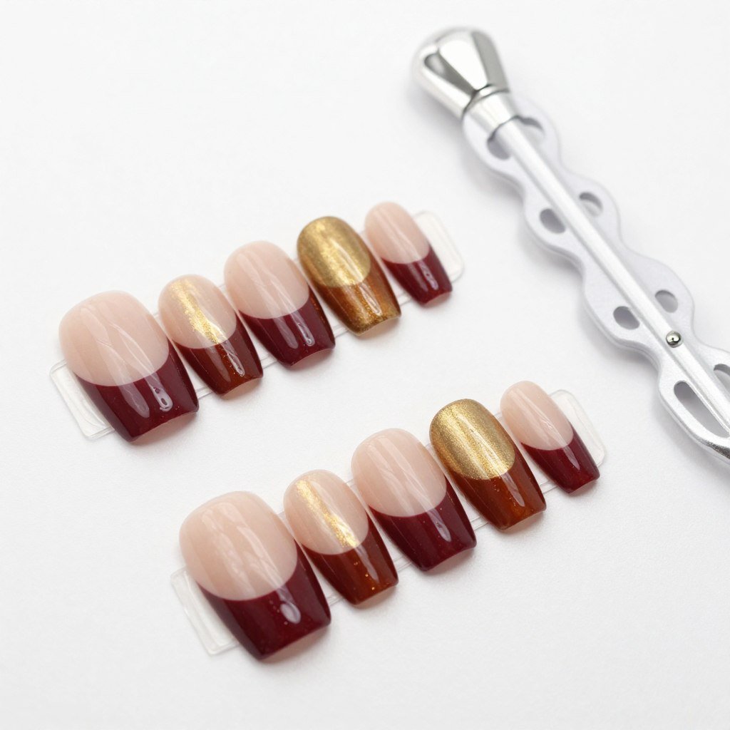Fall French tip press-on nails in various seasonal designs