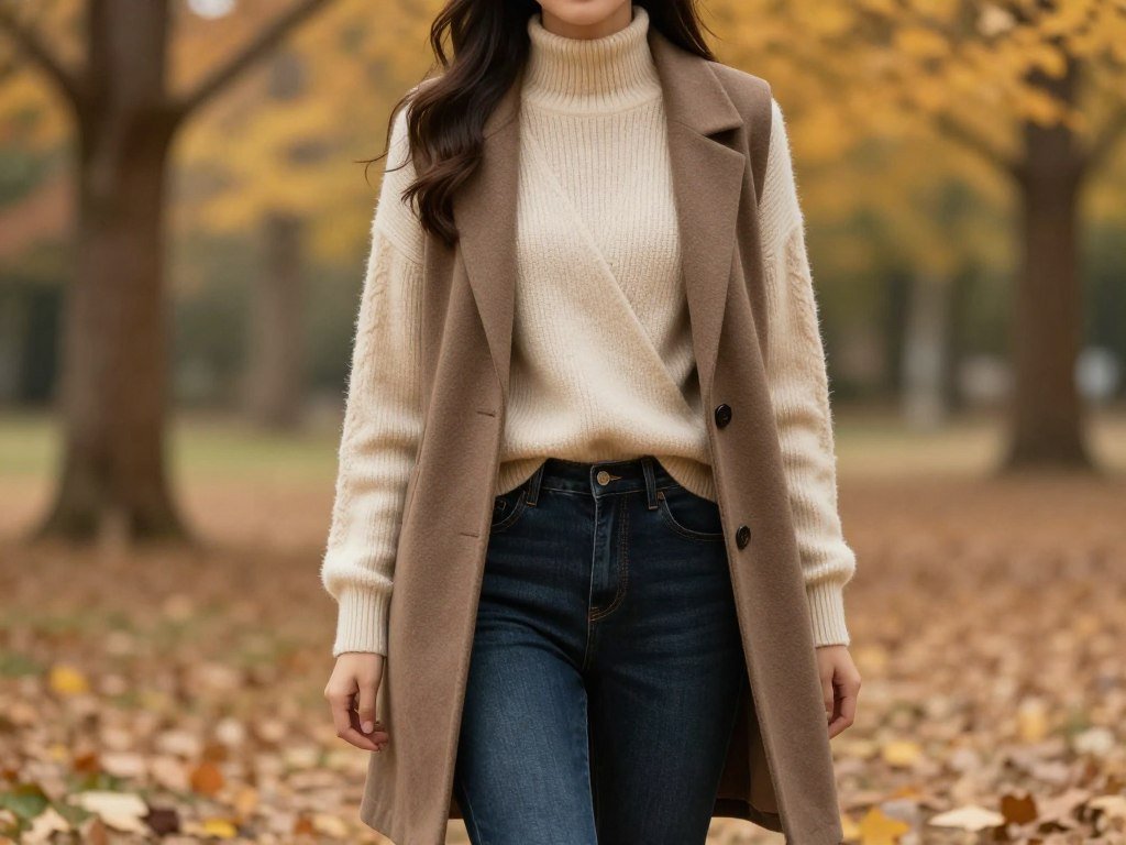 Fall outfit for broad shoulders