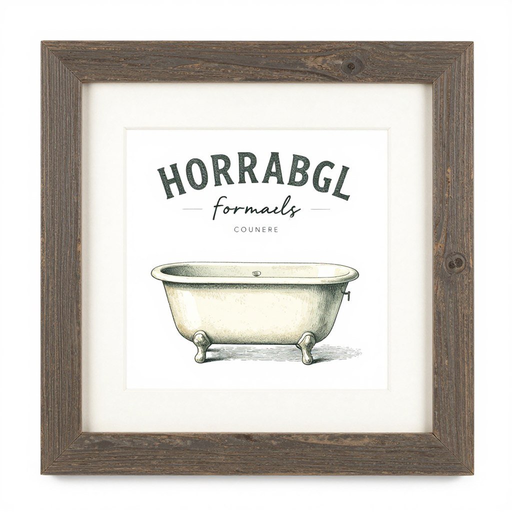 Farmhouse bathtub vintage print for bathroom