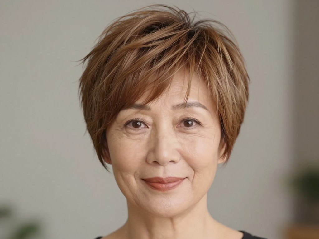 Feathered pixie cut with layers and volume