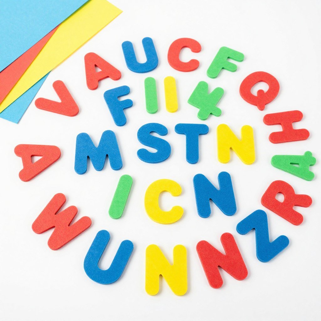 Foam alphabet letters in multiple colors