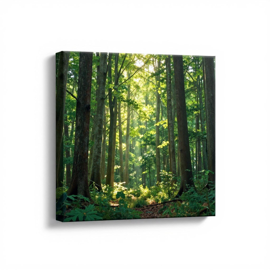 Forest scene bathroom canvas print