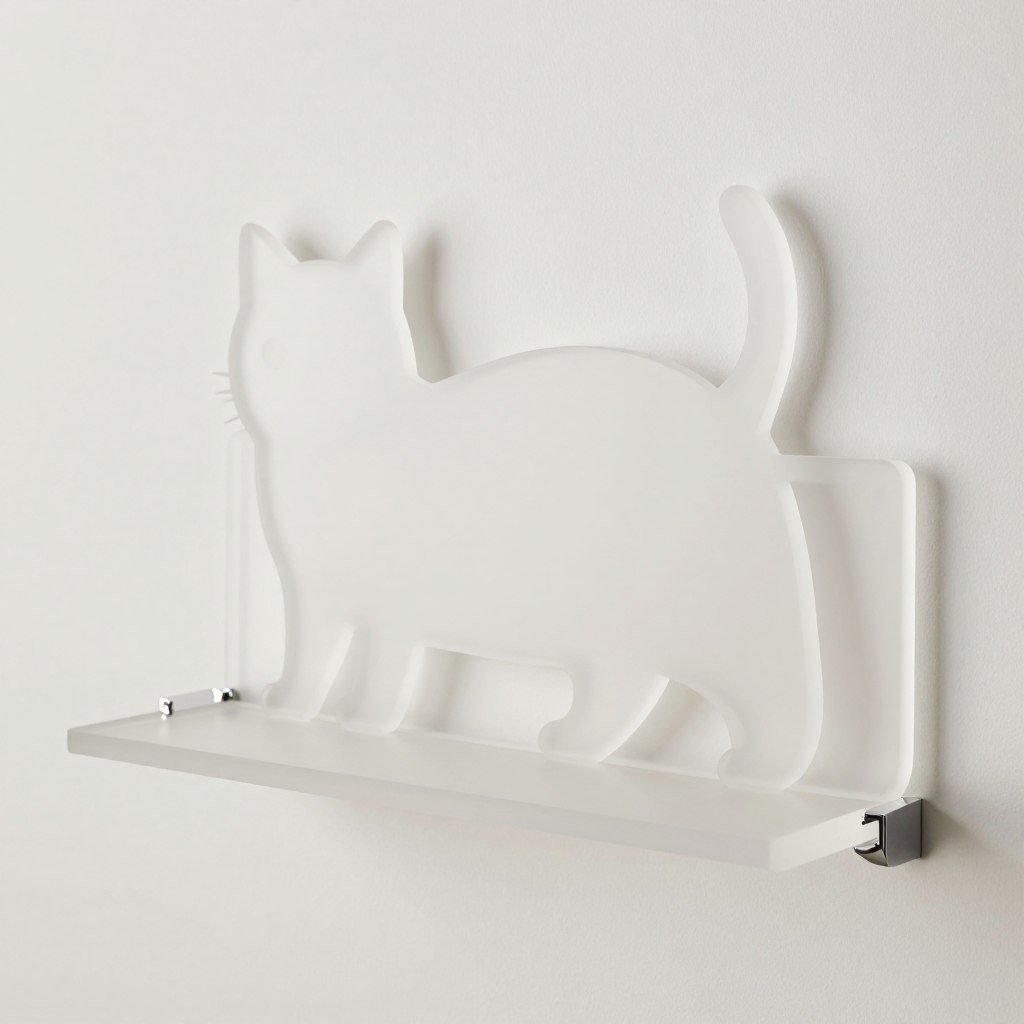 Frosted acrylic cat shelf with subtle texture