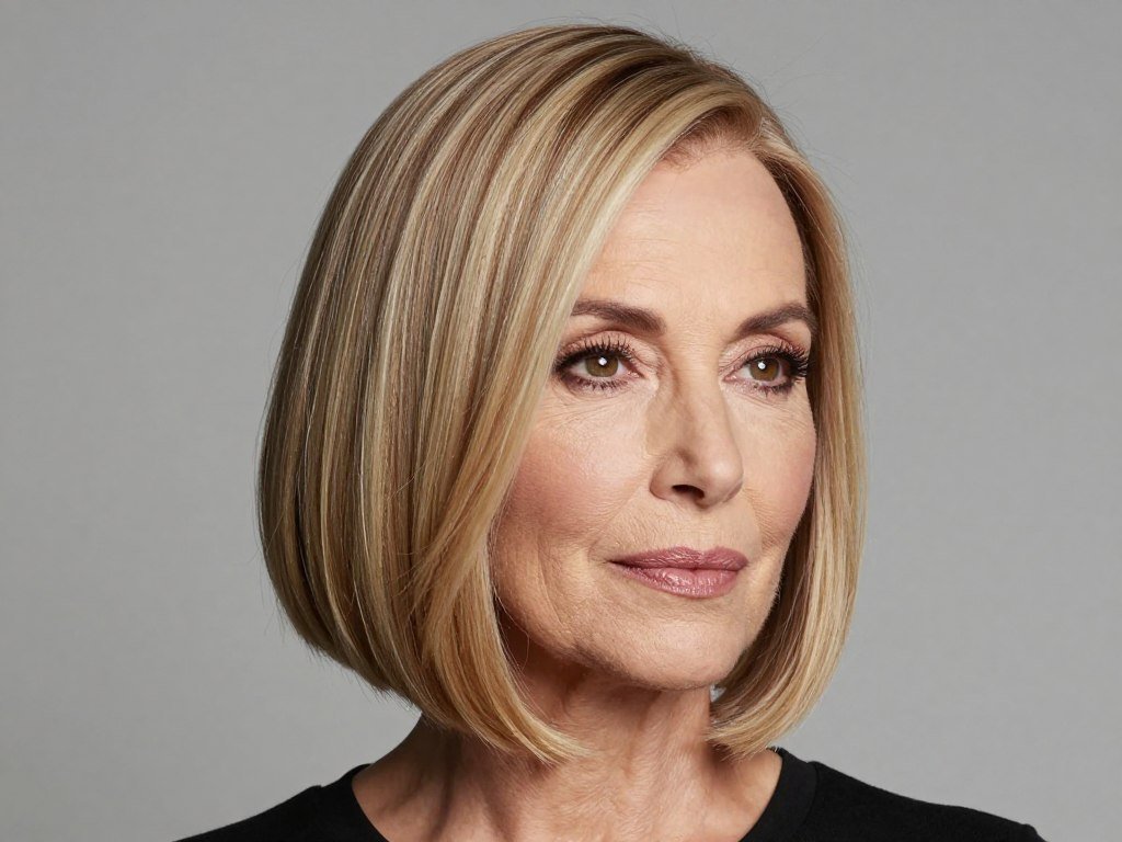 Fullness-creating bob for thinning hair on women over 60