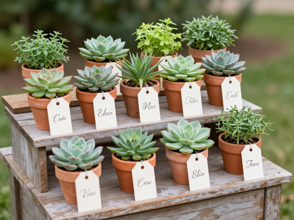 Garden wedding favors with small potted plants