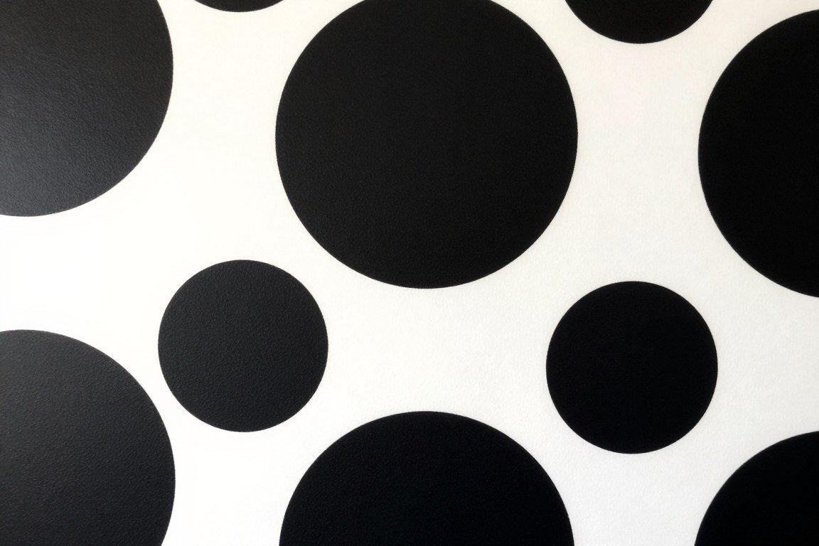 Geometric black and white wallpaper with bold circular pattern