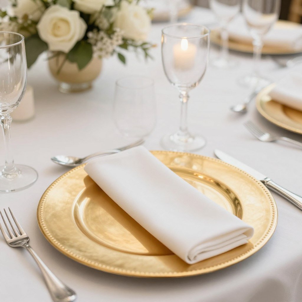 Gold charger plates elegant table setting