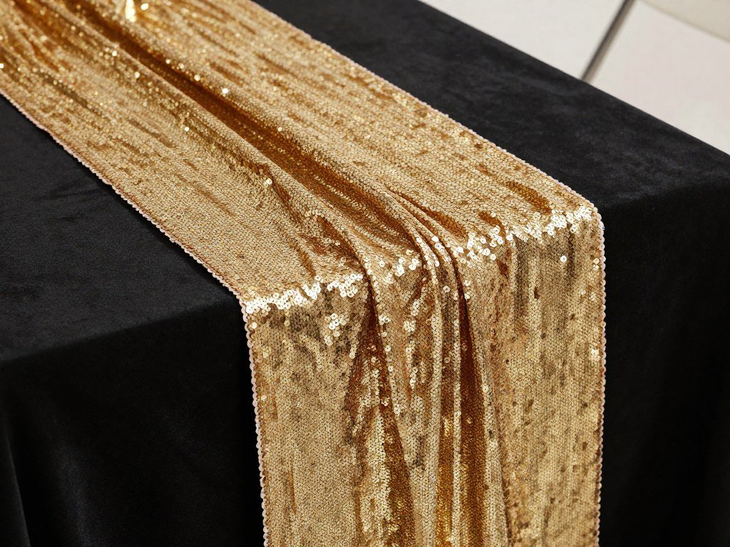 Gold sequin table runner
