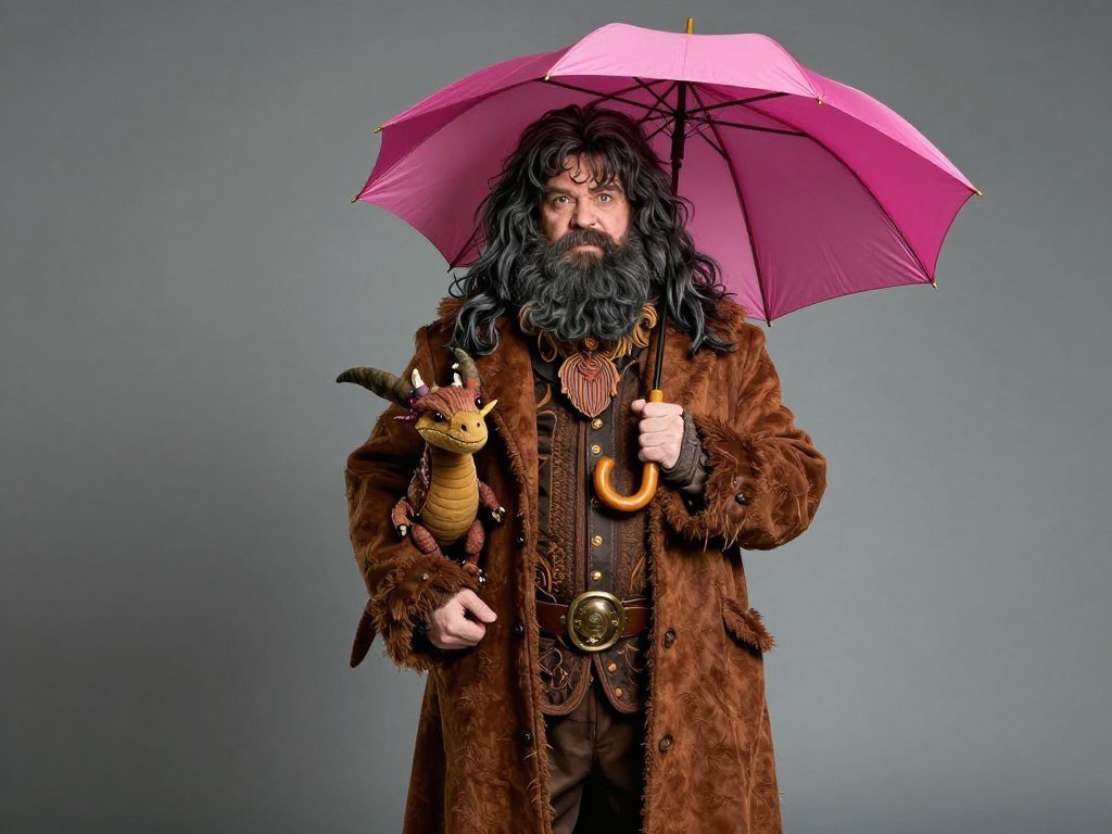 Hagrid DIY costume with beard and coat