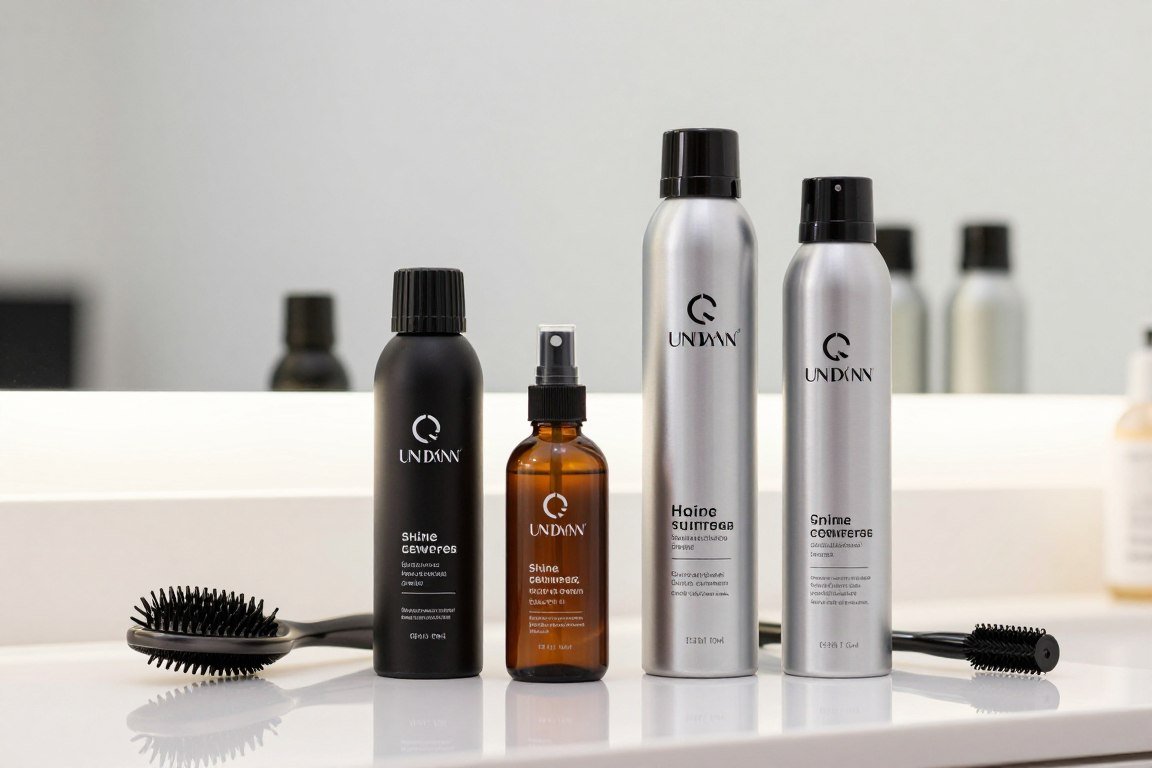 Hair styling products for prom including hairspray and shine serum