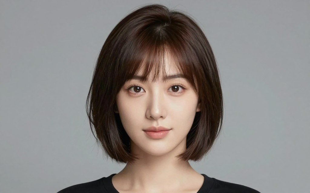 Heart-shaped face with choppy cut balancing proportions