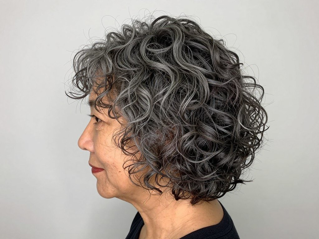 Heavily textured curly bob with piece-y definition