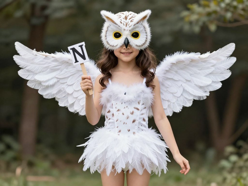 Hedwig owl DIY costume white and brown
