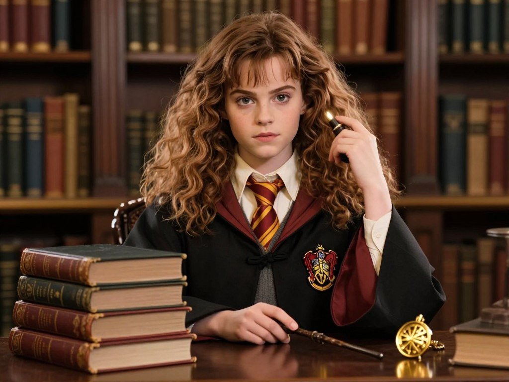 Hermione Granger DIY costume with books and wand