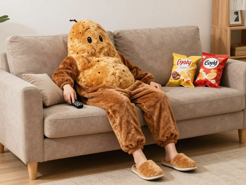 Humorous couch potato costume