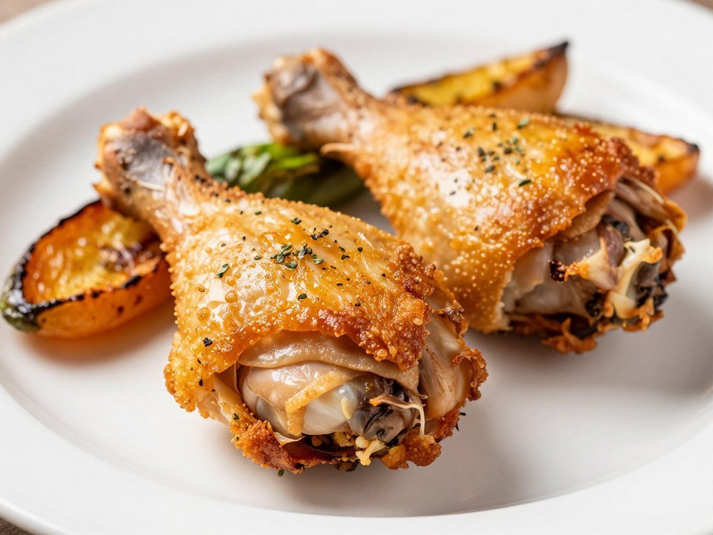 Juicy chicken thighs with crispy skin cooked in ninja air fryer