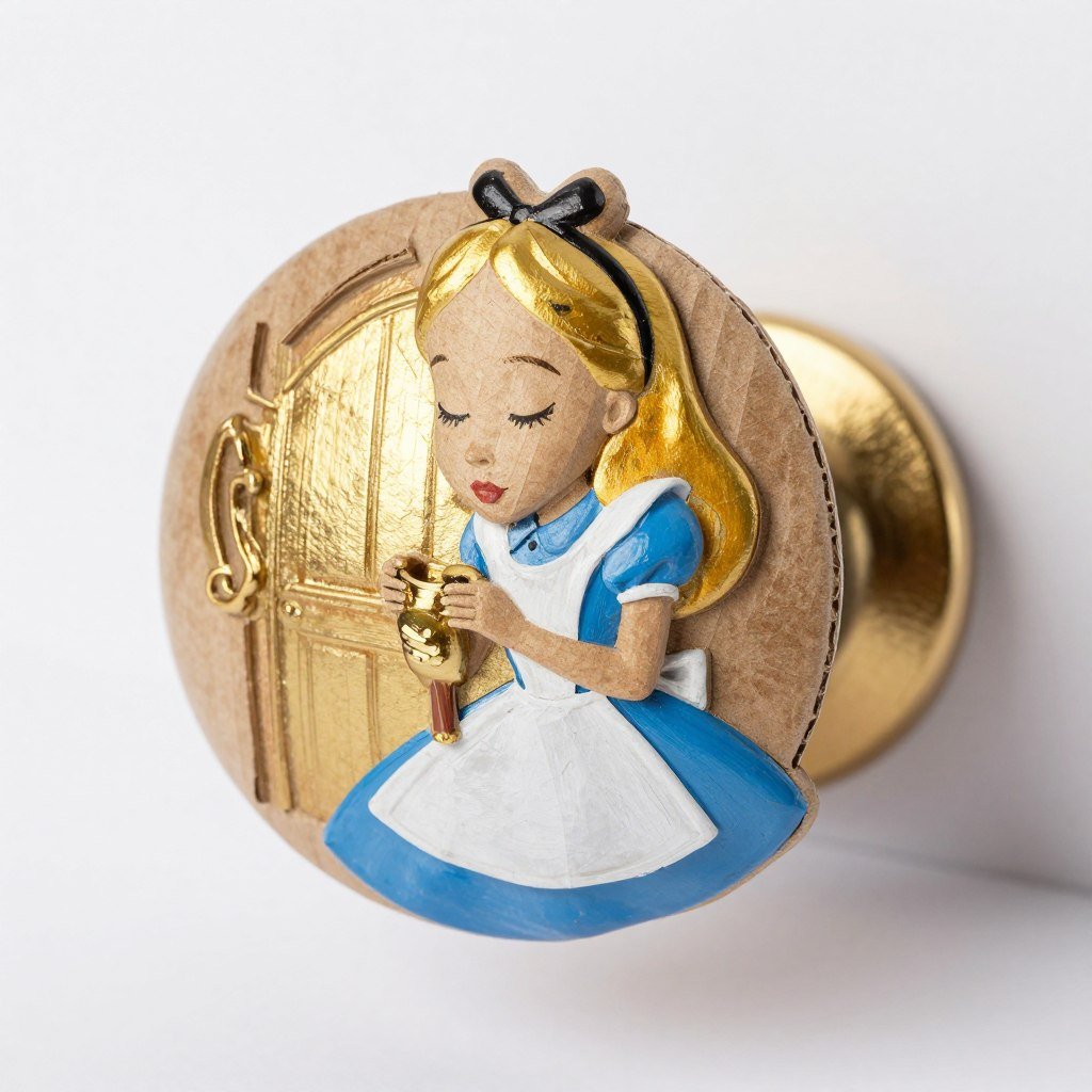 Large decorative doorknob with face for Alice in Wonderland decoration