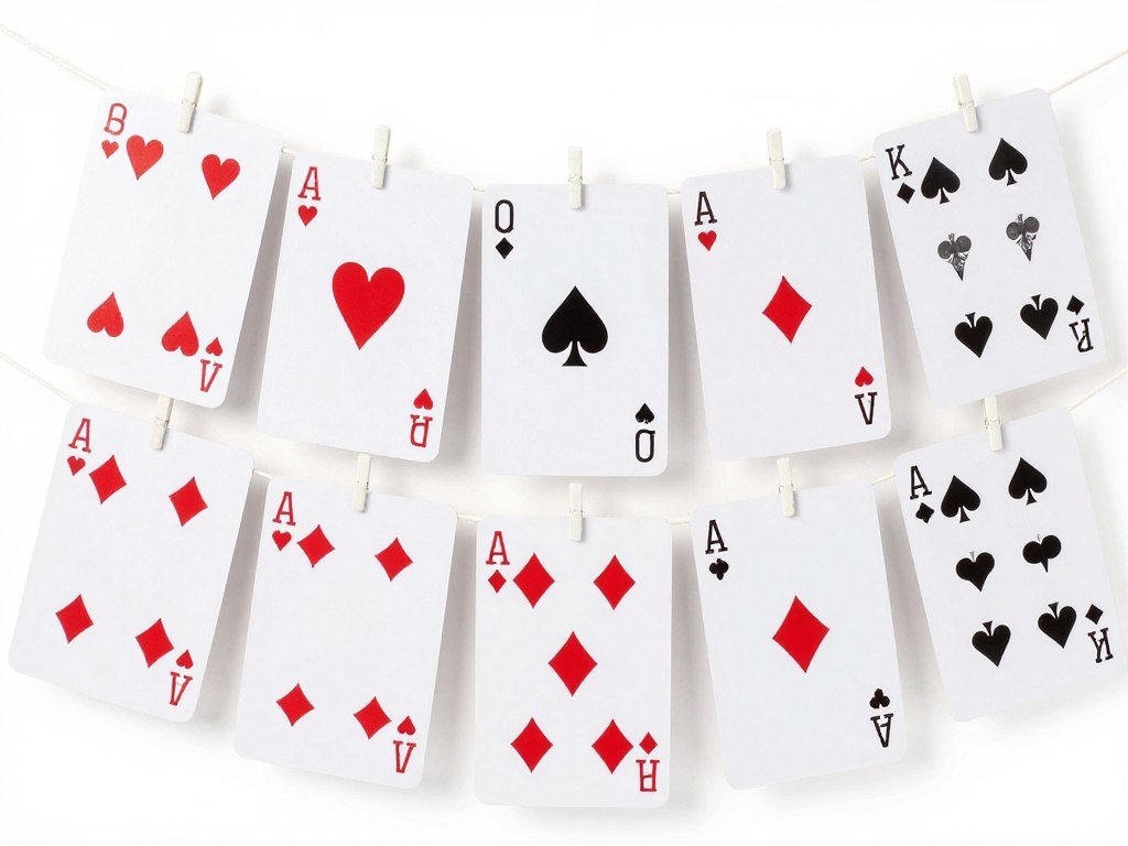 Large decorative playing cards strung on garland for Alice in Wonderland party