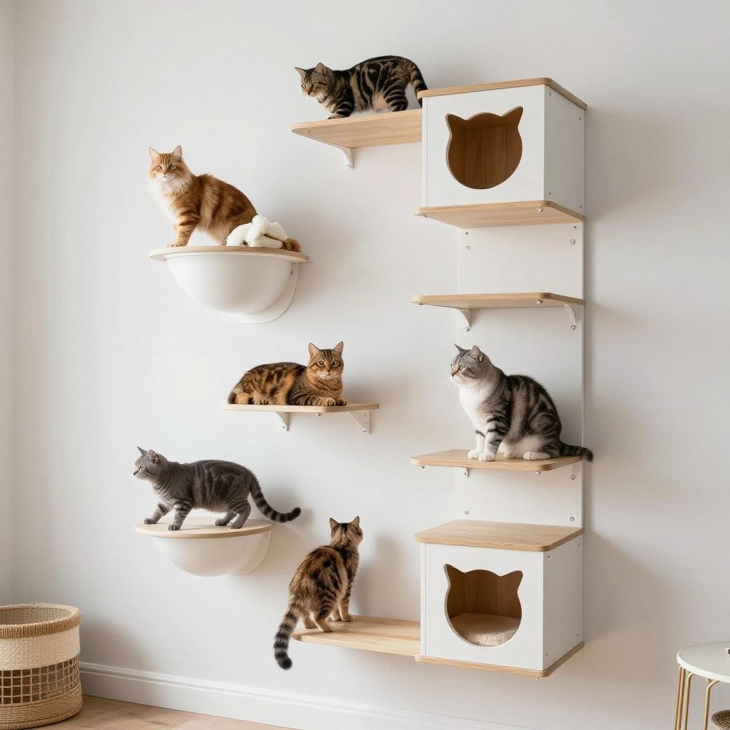 Large multi-cat wall condo system