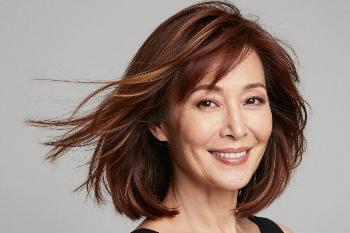 Layered bob with dynamic movement for women over 50
