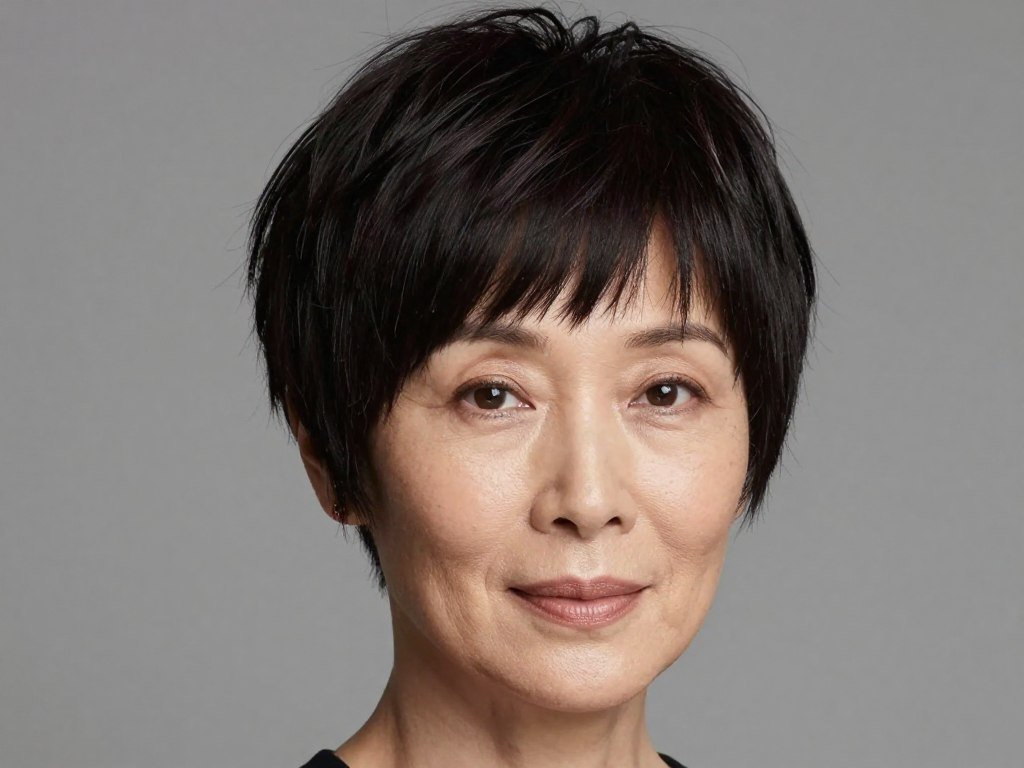 Long pixie with curtain bangs for women over 50