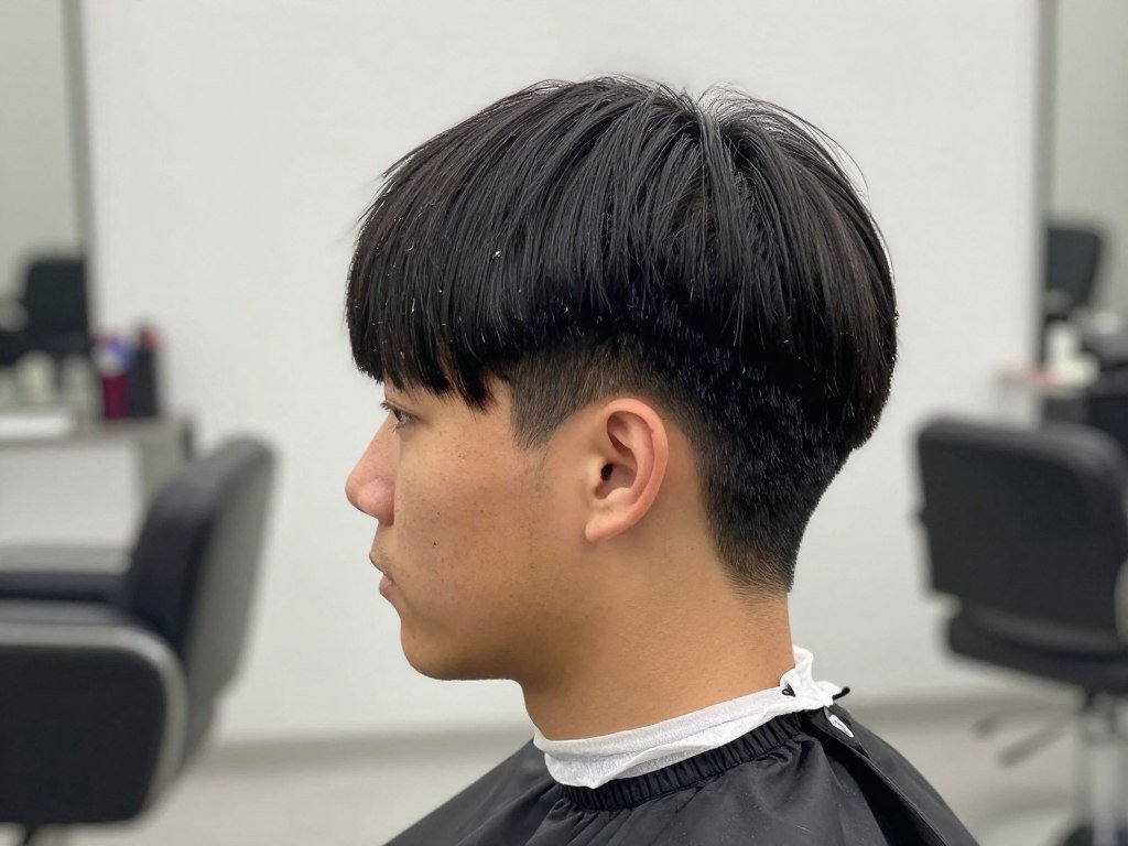 Man with French crop showing blunt fringe and short sides