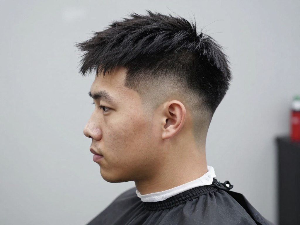 Man with disconnected undercut showing sharp contrast and no blending