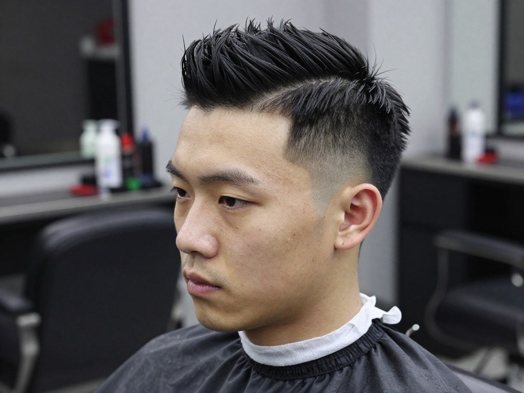 Man with faux hawk showing styled center strip with shorter sides