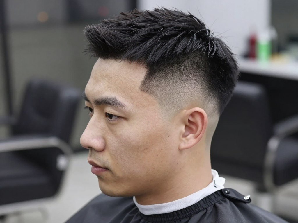 Man with mid fade showing taper starting at temple area