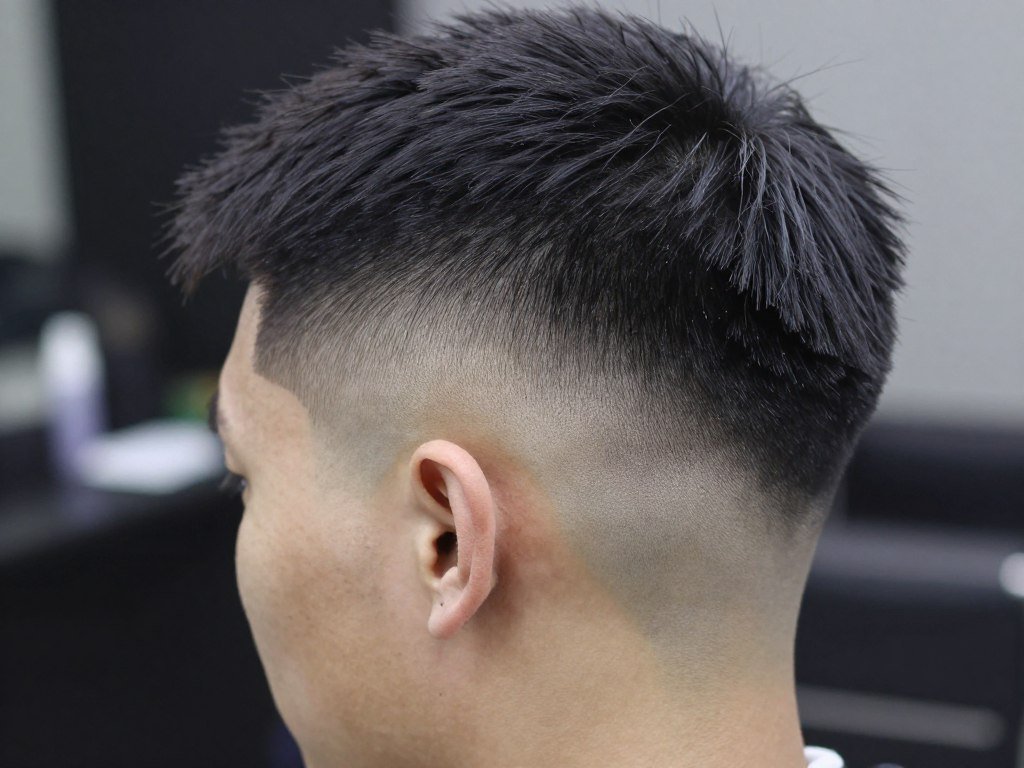 Man with skin fade showing hair blended down to bare skin