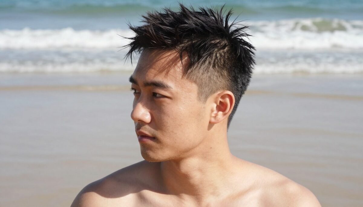 Man with summer-appropriate short hairstyle at the beach