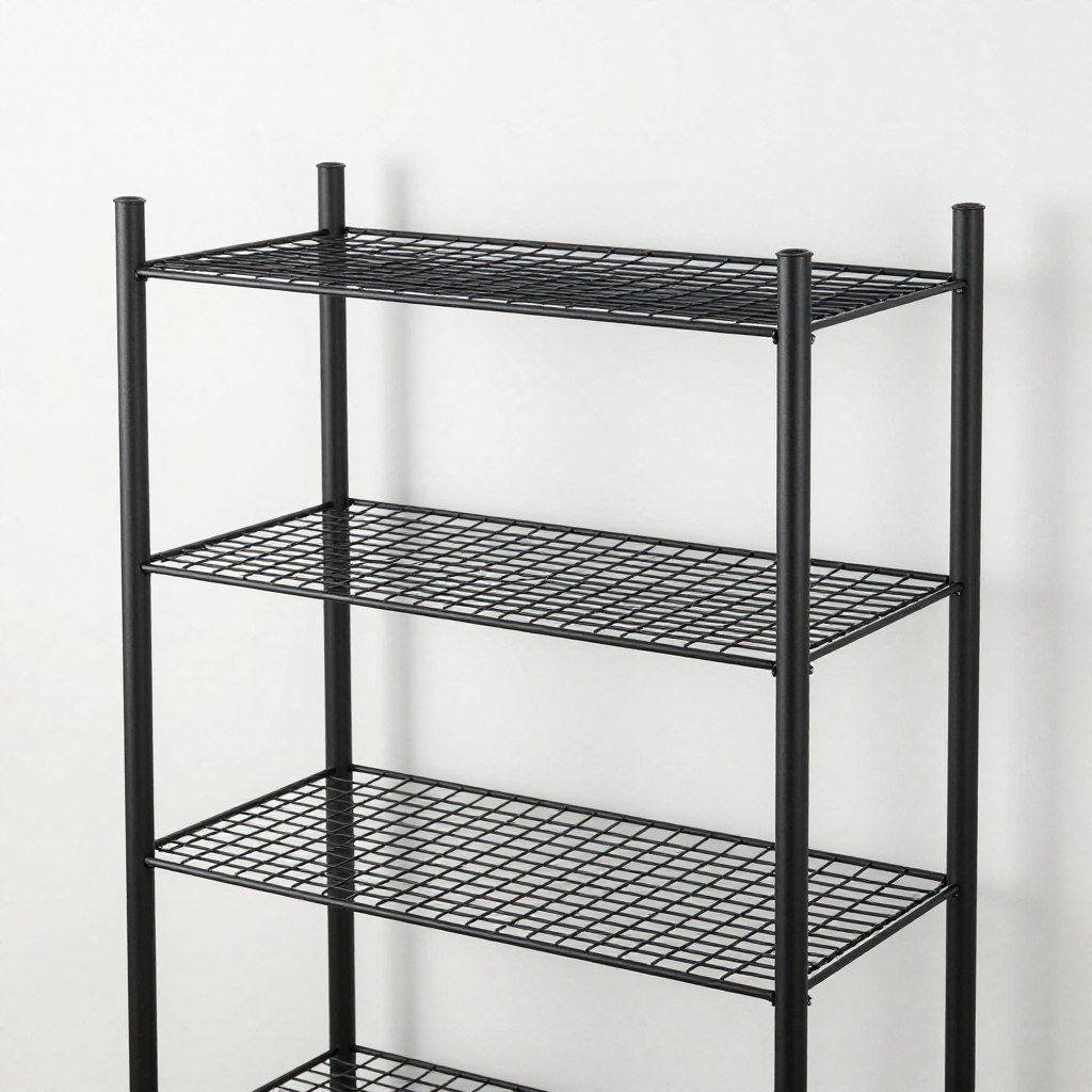 Matte black wire metal bathroom organizer rack